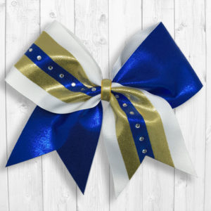 Blue gold cheer bow