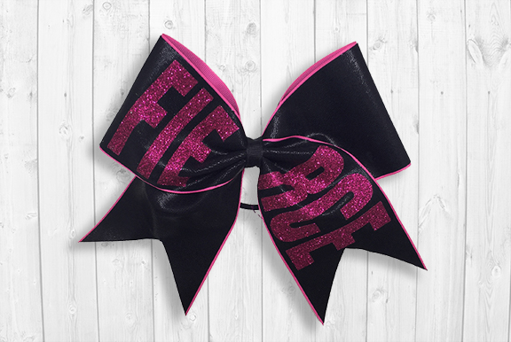 Black pink FIERCE cheer bow