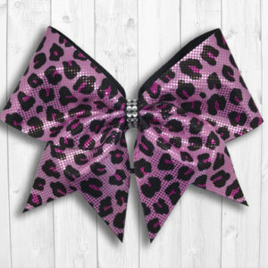 pink cheetah cheer bow