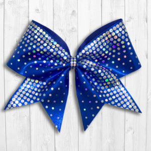Blue cheer bow with holographic sequins
