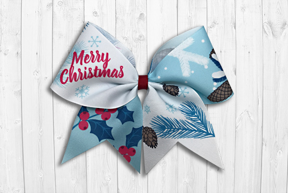 Pine and holly Christmas cheer bow