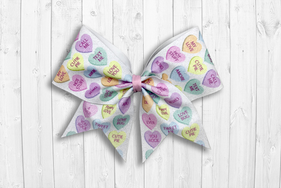 Candy Conversation Hearts Valentine's Day Cheer Bow