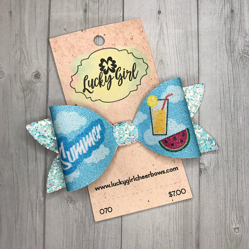 Modern bow with glittery summer graphics