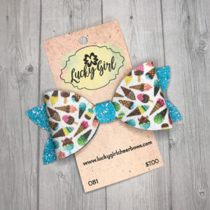 Modern bow with glittery ice cream graphics