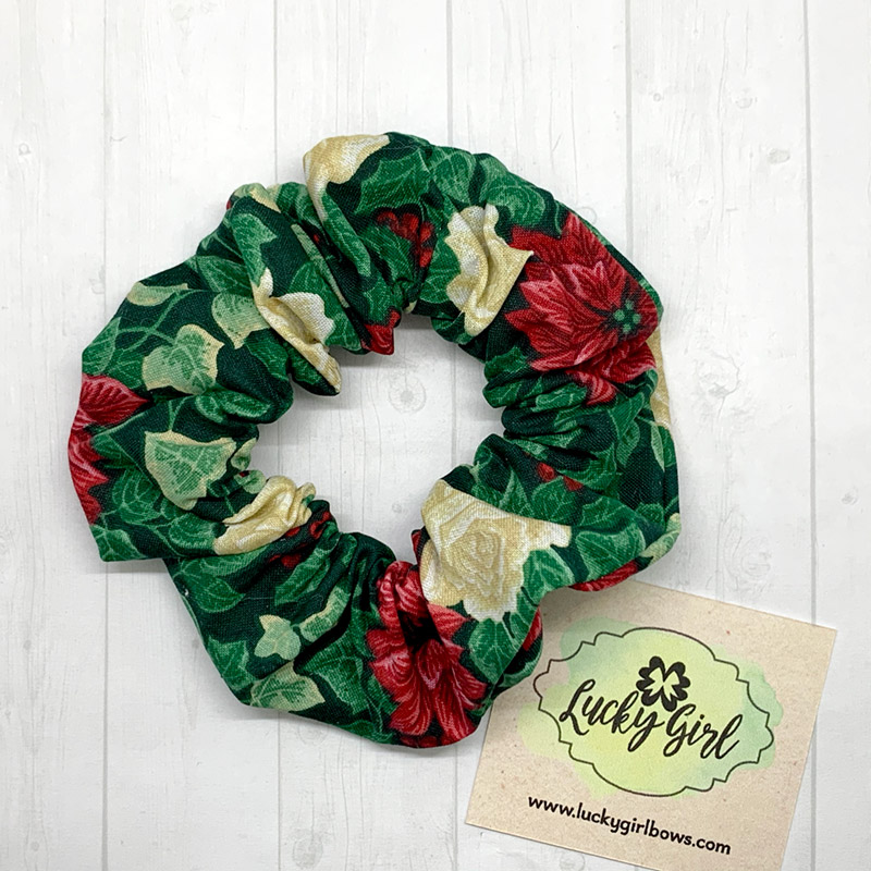Poinsettia and Ivy Scrunchie