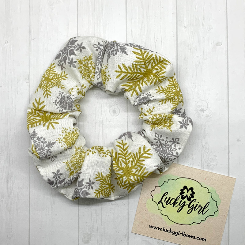 Silver and Gold Snowflake Scrunchie