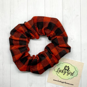Black and Red Check Flannel Scrunchie