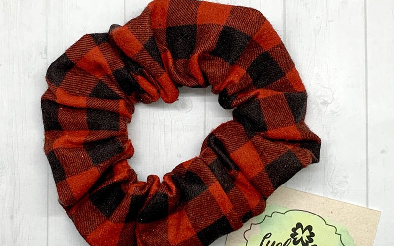 Black and Red Check Flannel Scrunchie